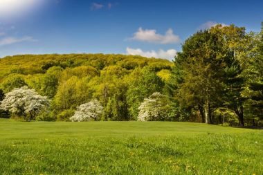 Bahar aylarında Squantz gölet günbatımı.