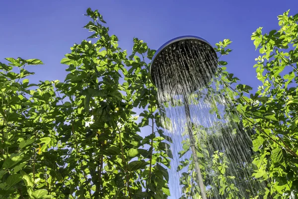 Detail of an open shower in the leisure area of the Guarani residence, state of Minas Gerais, Brazil.