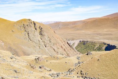 Manzara panorama Kafkasya dağ sonbahar hills gündüz ile