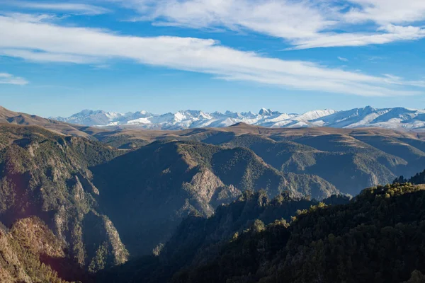 stock image Landscape panorama caucasus mountain with autumn hills