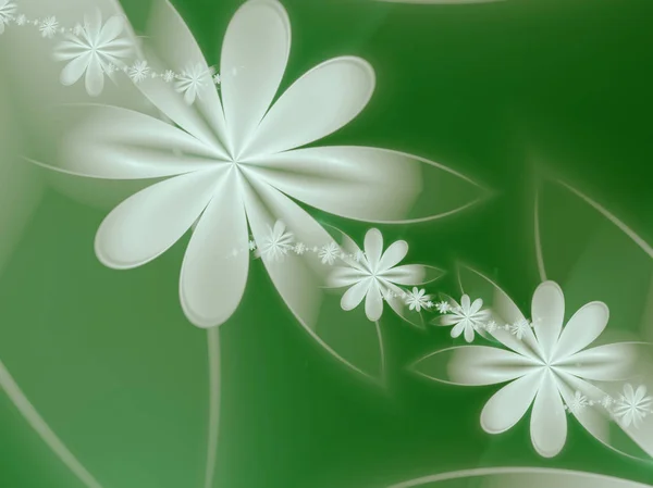 Composición de flores abstractas blancas sobre un fondo verde — Foto de Stock