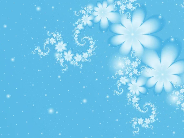 Spirale Abstrakcja Fraktal kwiaty na niebieskim tle — Zdjęcie stockowe