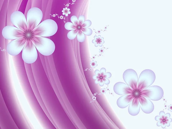 Abstract flowers with decorative wave on a light background. Fra — Stock Photo, Image