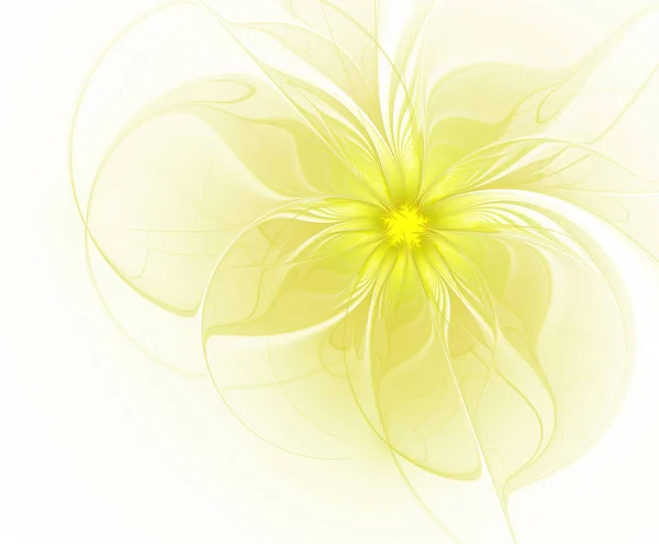 Абстрактный фрактально-желтый цветок на белом фоне — стоковое фото