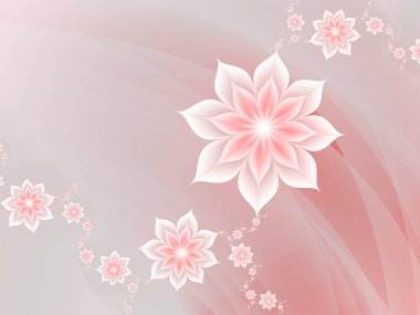Soyut fraktal tek renkli pembe çiçekler