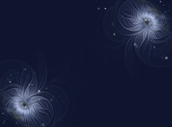 Μπλε φόντο με αφηρημένες λουλούδια — Φωτογραφία Αρχείου