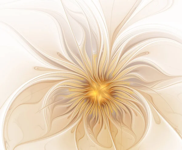 Zlaté fraktální květiny na bílém pozadí — Stock fotografie