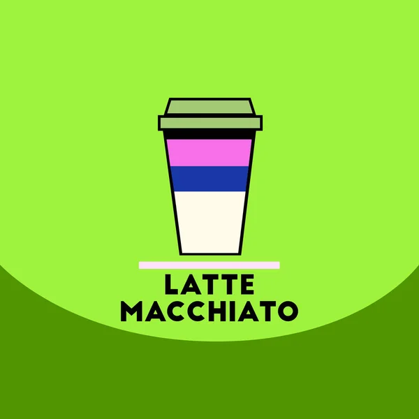 Plat vecteur icône design collection latte macchiato à emporter — Image vectorielle