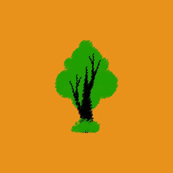 Silhueta de árvore de coleção de desenho de ícone de vetor plano — Vetor de Stock