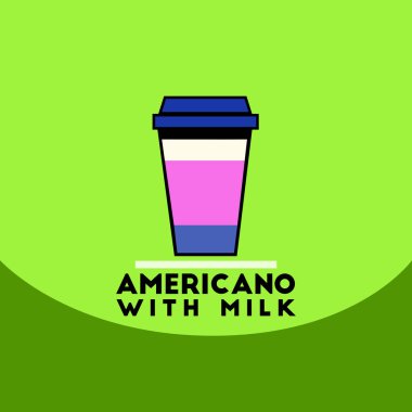 düz vektör simgesi tasarım koleksiyonu americano süt ile