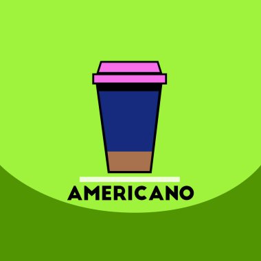 düz vektör simgesi tasarım koleksiyonu americano gitmek