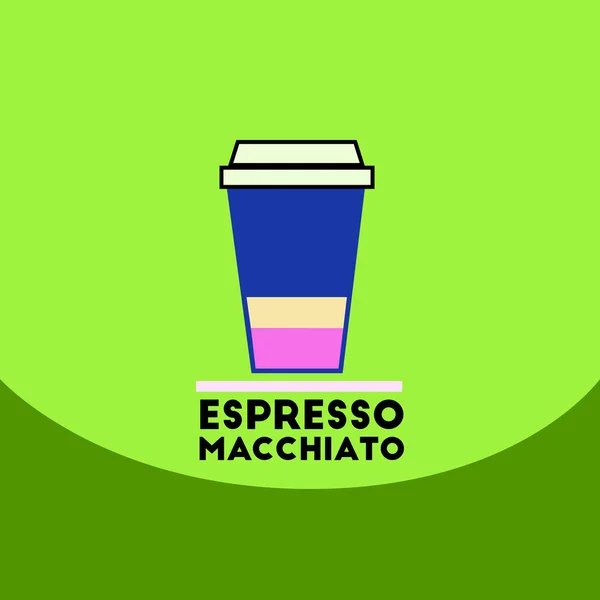 Flache Vektor-Design-Kollektion Espresso Macchiato to go — Stockvektor
