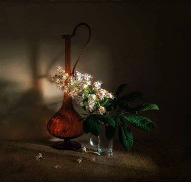 Bahar geldi. Kestane üzerinde yayılmış çiçekler.