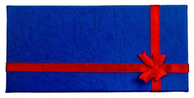 Hediye kutusu, pankart, kartpostal konsepti. Kurdeleli ve beyaz arka planda fiyonk. Hediye.