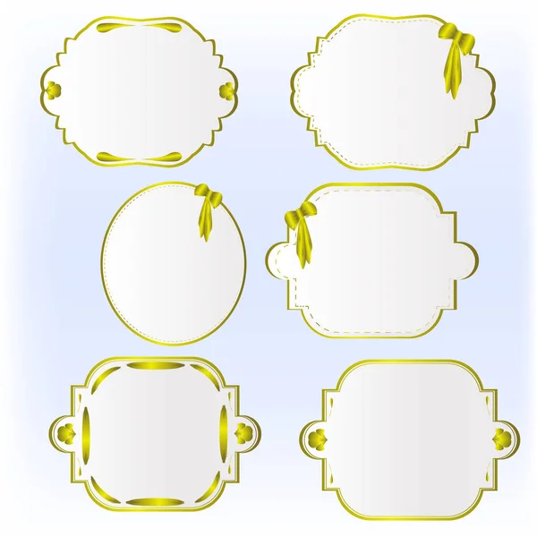 组与金元素、 丝带和蝴蝶结框架 — 图库矢量图片