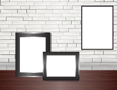 Beyaz tuğla duvar gerçekçi mockup vektör boş poster