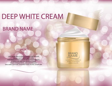 Köpüklü etkileri arka plan üzerinde göz alıcı yüz kremi kavanoz.