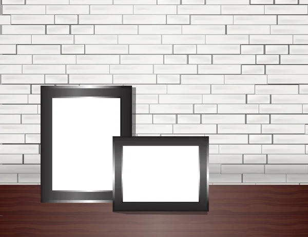 Affiche vectorielle vierge sur le mur de briques blanches maquette réaliste — Image vectorielle