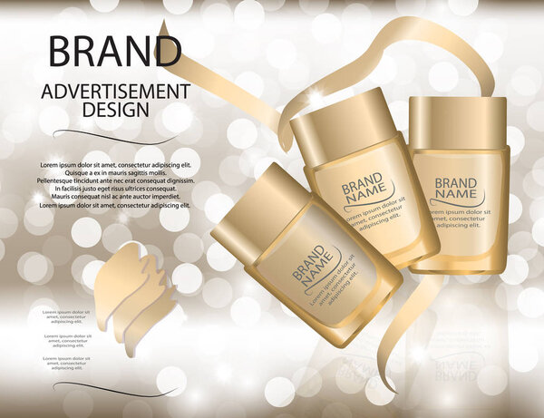 Гламурные стеклянные бутылки фундамента на фоне эффектов блеска
.