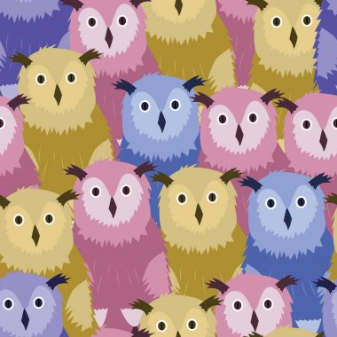 Elle çizilmiş kesintisiz renkli baykuş desen vektör