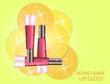 Dudak parlatıcısı köpüklü etkileri arka plan üzerinde ile tüplerin göz alıcı seti.