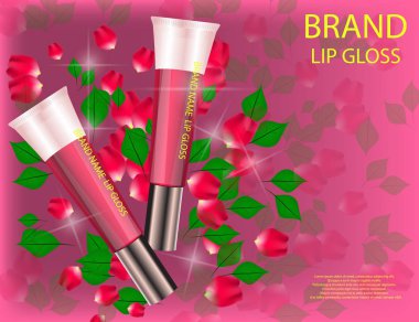 Dudak parlatıcısı köpüklü etkileri arka plan üzerinde ile tüplerin göz alıcı seti