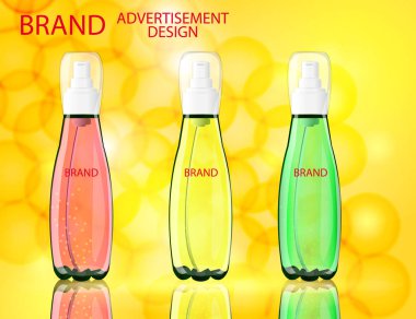 Serum limon, gül, Aloe Vera ayıklar Vitamin ve kolajen cilt sparckling arka plan üzerinde için,