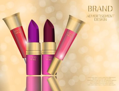 Renk ruj veya köpüklü etkileri arka plan üzerinde merhem ile tüplerin göz alıcı seti.