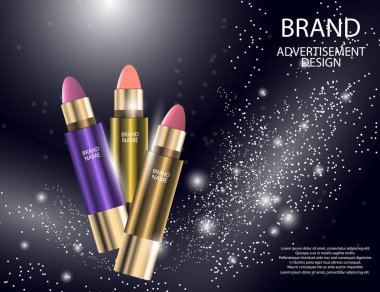 Renk ruj veya köpüklü etkileri arka plan üzerinde merhem ile tüplerin göz alıcı seti.