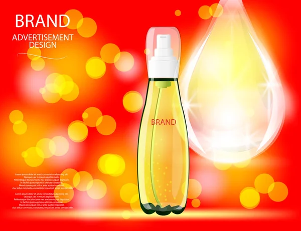 Plantilla de contenedor de colágeno Premium Serum con botella gota brillante en el fondo de efectos brillantes . — Vector de stock