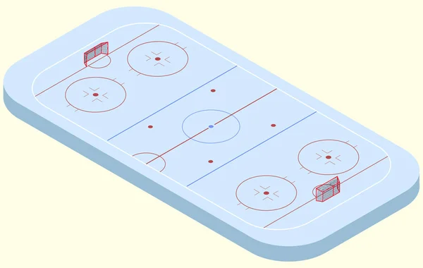 Patinoire de hockey sur glace isométrique en vecteur — Image vectorielle