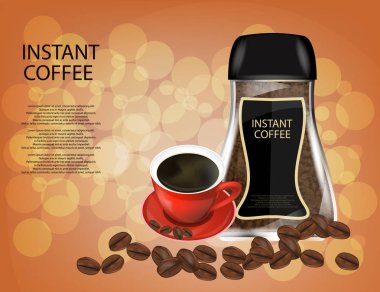 Kırmızı Kupası, anlık kahve granülleri ve kahve kahve cam sürahi