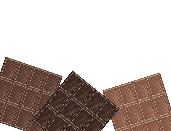 Conjunto de barras de chocolate aisladas sobre fondo blanco . — Archivo Imágenes Vectoriales