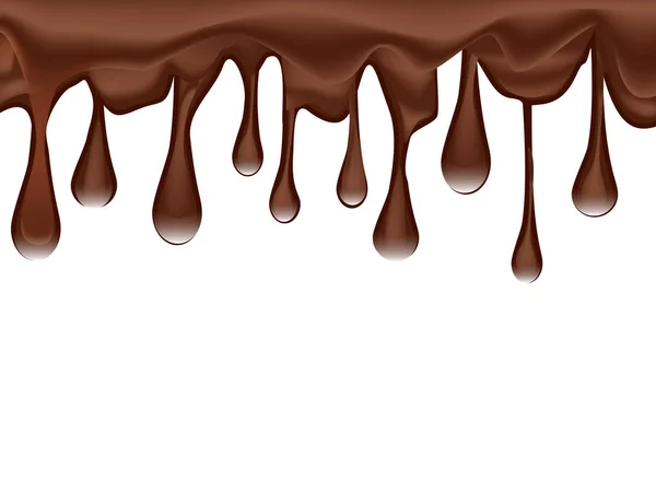 Krople z rozpuszczoną czekoladę na białym tle — Wektor stockowy
