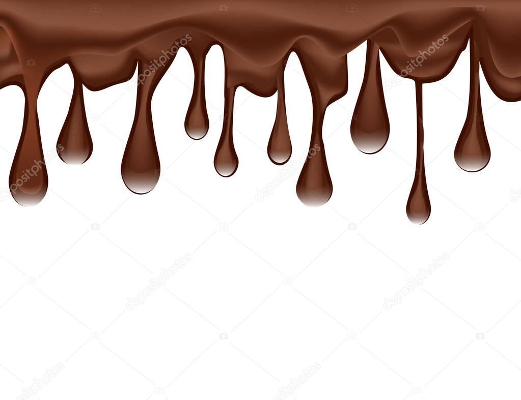 Drops of Melted Chocolate Isolated on White Background