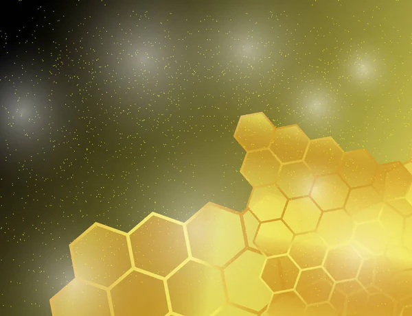 Abstract Golden Bright Yellow Honeycomb Background. — Stock Vector