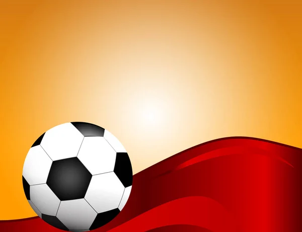 Fußball, Fußball isoliert auf rotem Hintergrund mit Platz für Ihren Text. — Stockvektor