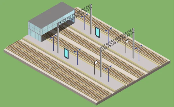 等距火车站，城市基础设施 — 图库矢量图片