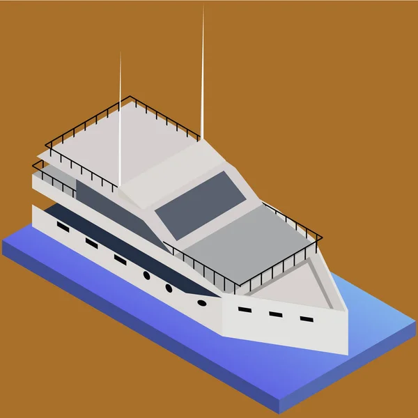 Isometrisk yacht. Nautiska sjötransport — Stock vektor