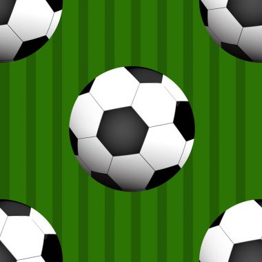 Dikişsiz desen futbol, futbol topu futbol sahası arka plan üzerinde izole.