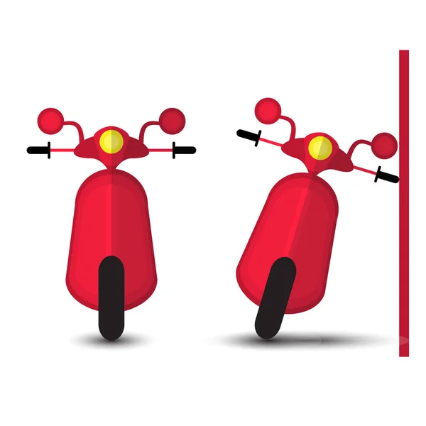 Lustiges rotes Motorrad isoliert auf weißem Speck. — Stockvektor