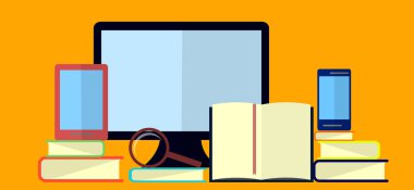 Eğitim Infographic. E-öğrenme ve çevrimiçi eğitim için düz vektör çizim.