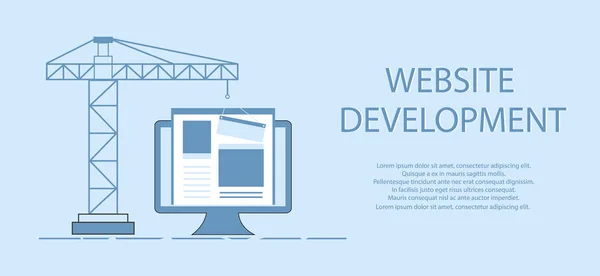 Vlakke ontwerp van de website onder constructie, webpagina bouwproces, formulier inplanting van Web Development. — Stockvector