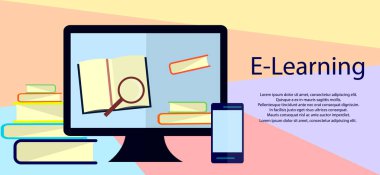 Eğitim Infographic. E-öğrenme ve çevrimiçi eğitim için düz vektör çizim