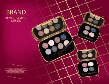 Göz alıcı renkli göz farı köpüklü etkileri arka plan üzerinde ayarlayın. Mock-up 3d gerçekçi vektör çizim