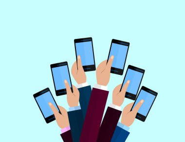 Akıllı telefonlar kümesi. Gazetecilik kavramı, kitle iletişim araçları, Tv, röportaj, Haberler, basın toplantısı kavramı. akıllı telefonlar. muhabir elinde.