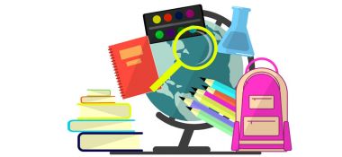 Geri için okul eğitim kavramı Bunner düz tasarım