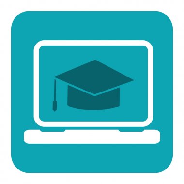 Eğitim simgesi. E-öğrenme ve çevrimiçi eğitim için düz vektör çizim.