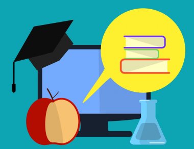 Eğitim Infographic. E-öğrenme ve çevrimiçi eğitim için düz vektör çizim