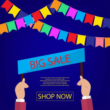 Yaz satış banner tasarımı simgeler alışveriş ile promosyon için.